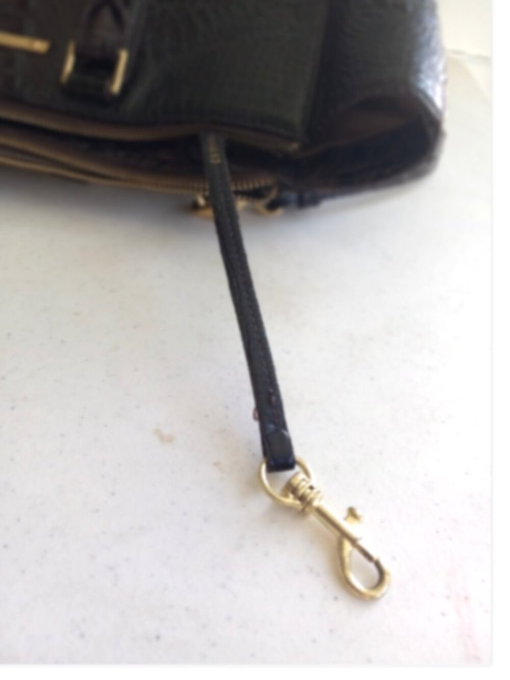 Brahmin Espresso Melbourne Croc Embossed Leather Satchel Shoulder Bag - Picture 11 of 16